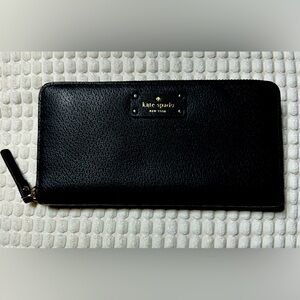 Kate Spade Black Leather Zip Around Wallet